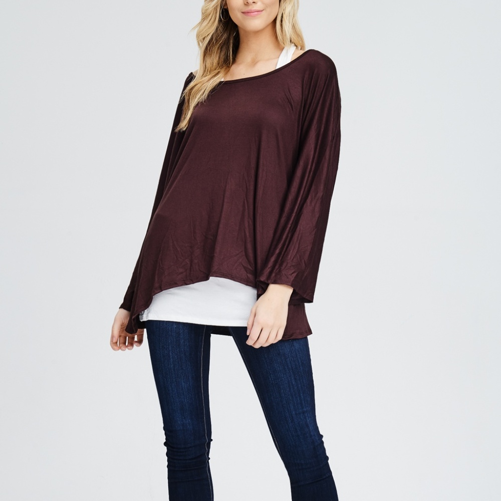 BROWN & IVORY LAYERED TOP